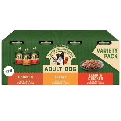 James Wellbeloved Dog - Adult Turkey, Lamb & Chicken In Loaf Variety Pack Cans 12x400g 3 James Wellbeloved Dog - Adult Turkey, Lamb & Chicken In Loaf Variety Pack Cans 12x400g